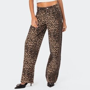 Leopard Print straight leg jeans. New with tags!